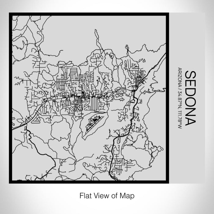 Rendered View of Sedona Arizona Map on 17oz Stainless Steel Insulated Tumbler in Tactile Lines with Succulent in Background