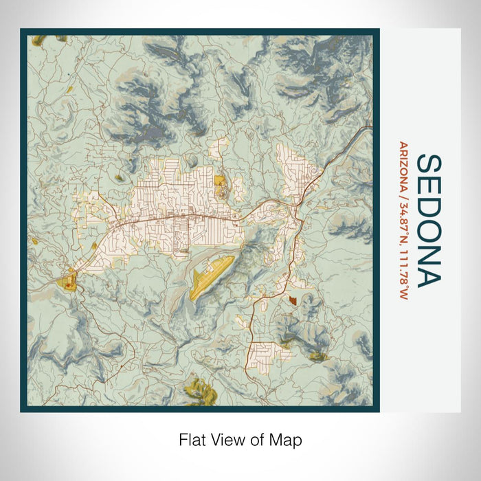 Rendered View of Sedona Arizona Map on 17oz Stainless Steel Insulated Tumbler in Woodblock Map Style