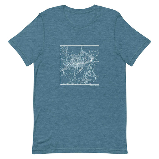 Sedona Arizona  Map Unisex T-Shirt with City inscription in Heather Teal