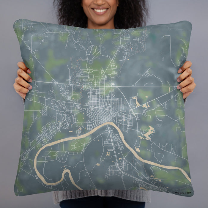 Person holding 22x22 Custom Selma Alabama Map Throw Pillow in Afternoon