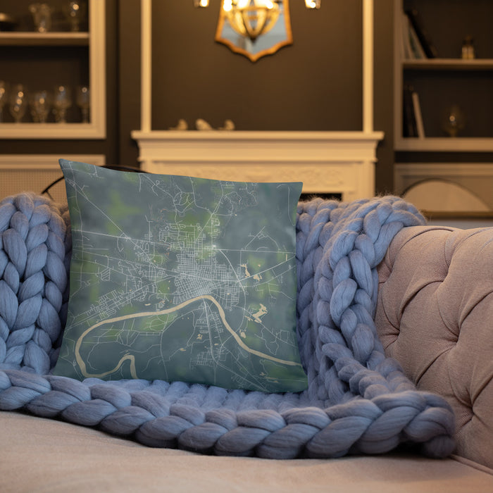 Custom Selma Alabama Map Throw Pillow in Afternoon on Cream Colored Couch