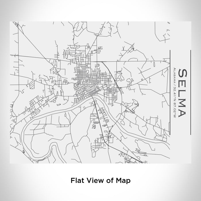 Rendered View of Selma Alabama Map Engraving on 20oz Stainless Steel Insulated Bottle with Bamboo Top in White