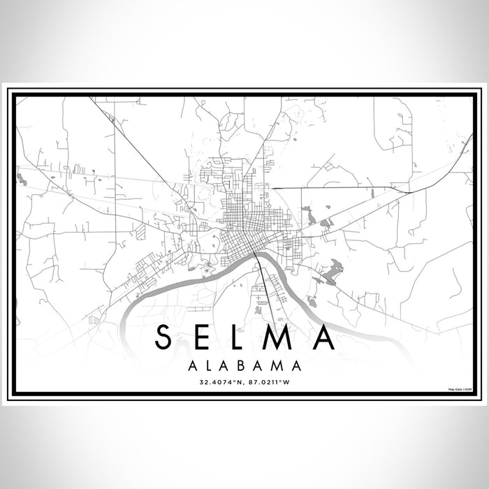 Selma Alabama Map Print Landscape Orientation in Classic Style With Shaded Background