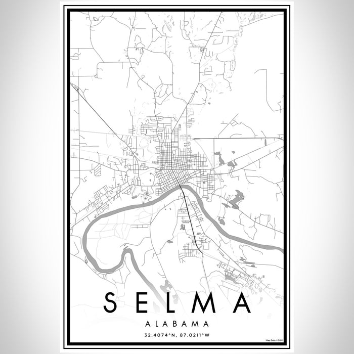 Selma Alabama Map Print Portrait Orientation in Classic Style With Shaded Background