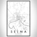 Selma Alabama Map Print Portrait Orientation in Classic Style With Shaded Background