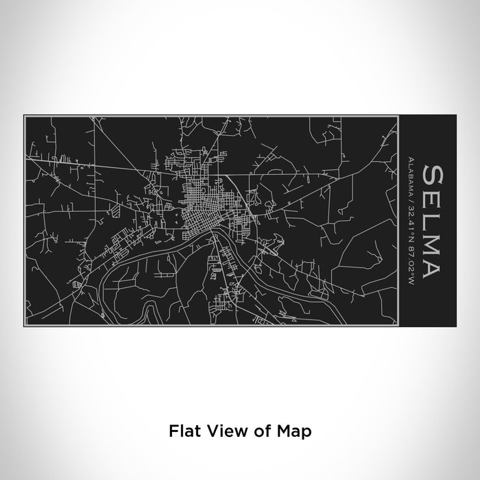 Rendered View of Selma Alabama Map Engraving on 17oz Stainless Steel Insulated Cola Bottle in Black