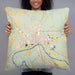 Person holding 22x22 Custom Selma Alabama Map Throw Pillow in Woodblock