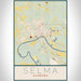 Selma Alabama Map Print Portrait Orientation in Woodblock Style With Shaded Background