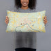 Person holding 20x12 Custom Selma Alabama Map Throw Pillow in Woodblock