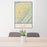 24x36 Seven Bends Virginia Map Print Portrait Orientation in Woodblock Style Behind 2 Chairs Table and Potted Plant