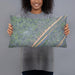 Person holding 20x12 Custom Seven Bends Virginia Map Throw Pillow in Afternoon