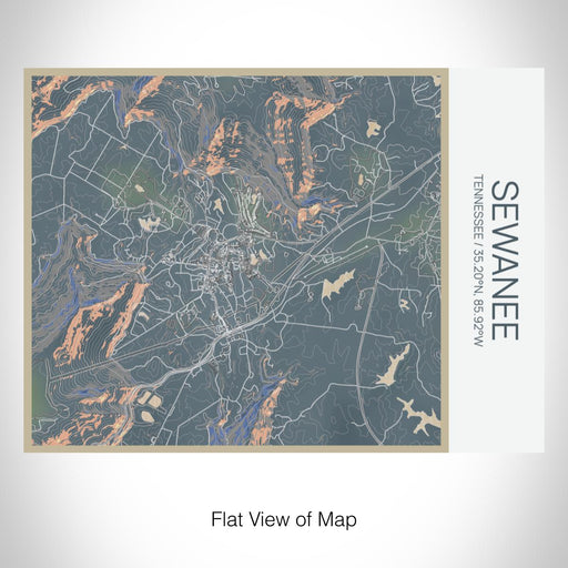 Rendered View of Sewanee Tennessee Map on 20oz Stainless Steel Insulated Bottle with Bamboo Top with printed afternoon style map