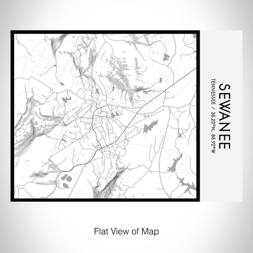 Rendered View of Sewanee Tennessee Map on 20oz Stainless Steel Insulated Bottle with Bamboo Top with printed classic style map