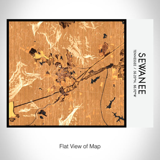 Rendered View of Sewanee Tennessee Map on 20oz Stainless Steel Insulated Bottle with Bamboo Top with printed ember style map
