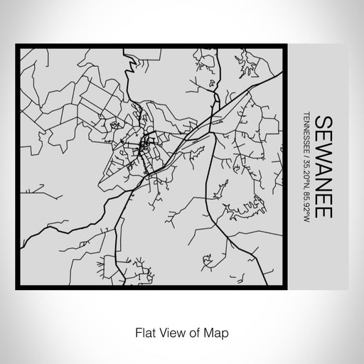 Rendered View of Sewanee Tennessee Map on 20oz Stainless Steel Insulated Bottle with Bamboo Top with printed Tactile Lines Map in Black