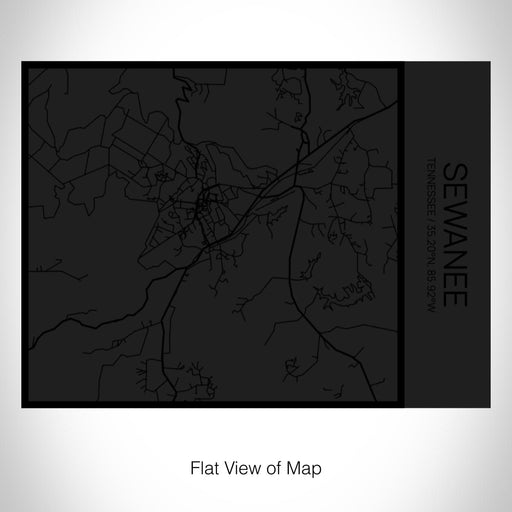 Rendered View of Sewanee Tennessee Map on 20oz Stainless Steel Insulated Bottle with Bamboo Top in Matte Black with printed Tactile Lines Map in Black