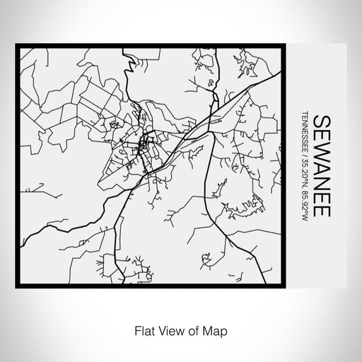 Rendered View of Sewanee Tennessee Map on 20oz Stainless Steel Insulated Bottle with Bamboo Top in Matte White with printed Tactile Lines Map in Black