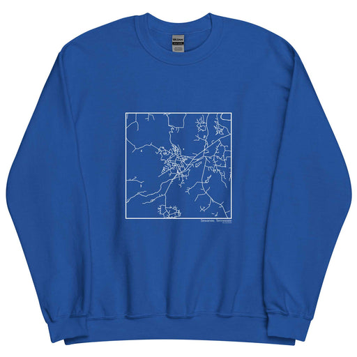 Sewanee Tennessee  Map Unisex Crewneck Sweater with City inscription in Royal Blue