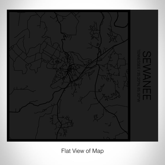 Rendered View of Sewanee Tennessee Map on 17oz Stainless Steel Insulated Tumbler in Matte Black with Tactile Lines