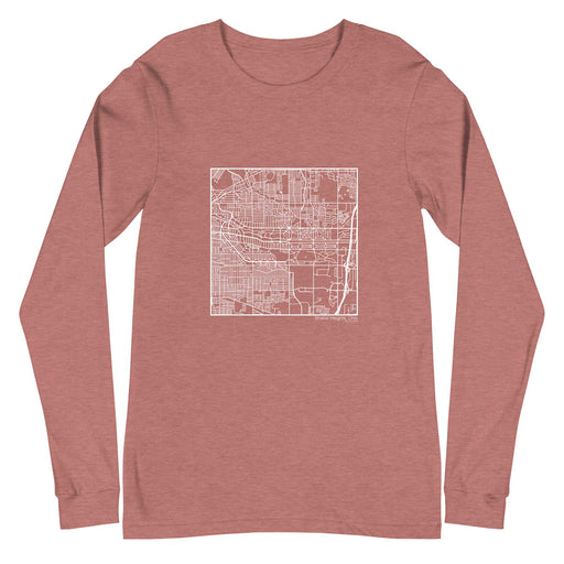 Shaker Heights Ohio  Map Unisex Long-Sleeve T-shirt with City inscription in Heather Mauve