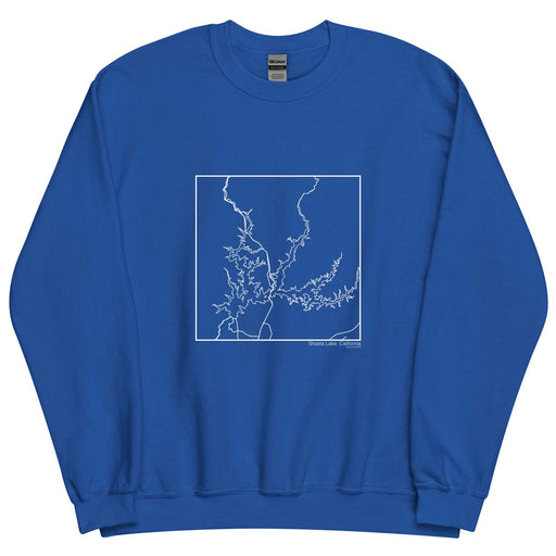 Shasta Lake California Map Unisex Crewneck Sweater with City inscription in Royal Blue