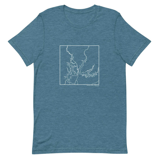 Shasta Lake California Map Unisex T-Shirt with City inscription in Heather Teal