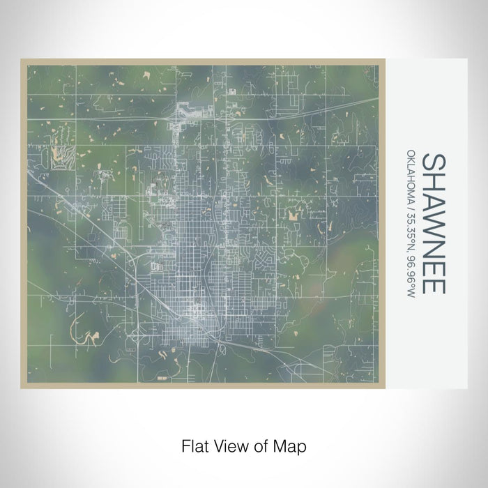 Rendered View of Shawnee Oklahoma Map on 20oz Stainless Steel Insulated Bottle with Bamboo Top with printed afternoon style map