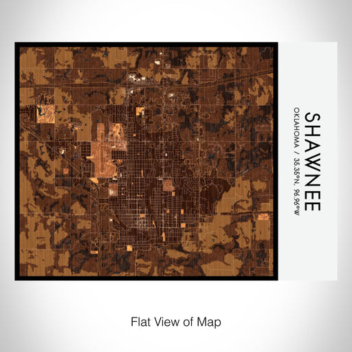 Rendered View of Shawnee Oklahoma Map on 20oz Stainless Steel Insulated Bottle with Bamboo Top with printed ember style map