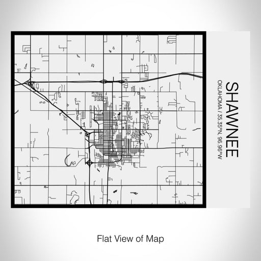 Rendered View of Shawnee Oklahoma Map on 20oz Stainless Steel Insulated Bottle with Bamboo Top in Matte White with printed Tactile Lines Map in Black
