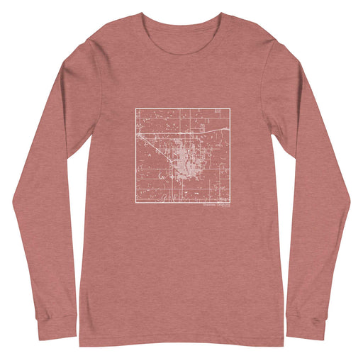 Shawnee Oklahoma  Map Unisex Long-Sleeve T-shirt with City inscription in Heather Mauve