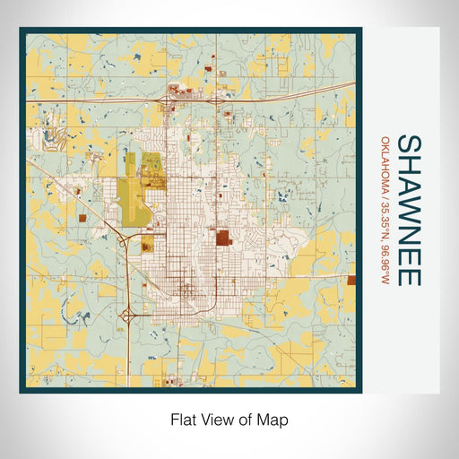 Rendered View of Shawnee Oklahoma Map on 17oz Stainless Steel Insulated Tumbler in Woodblock Map Style