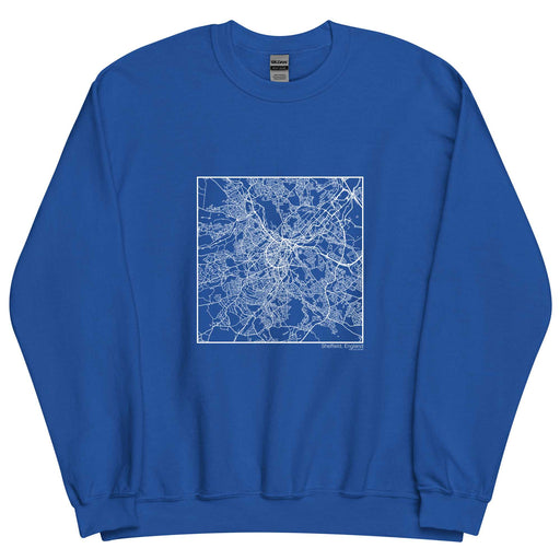 Sheffield England  Map Unisex Crewneck Sweater with City inscription in Royal Blue