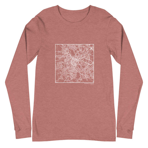 Sheffield England  Map Unisex Long-Sleeve T-shirt with City inscription in Heather Mauve