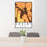 24x36 Shelby Montana Map Print Portrait Orientation in Ember Style Behind 2 Chairs Table and Potted Plant