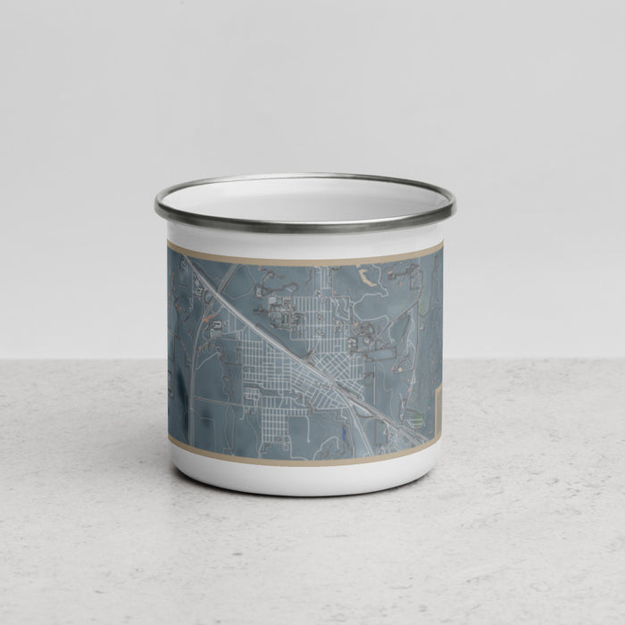 Front View Custom Shelby Montana Map Enamel Mug in Afternoon