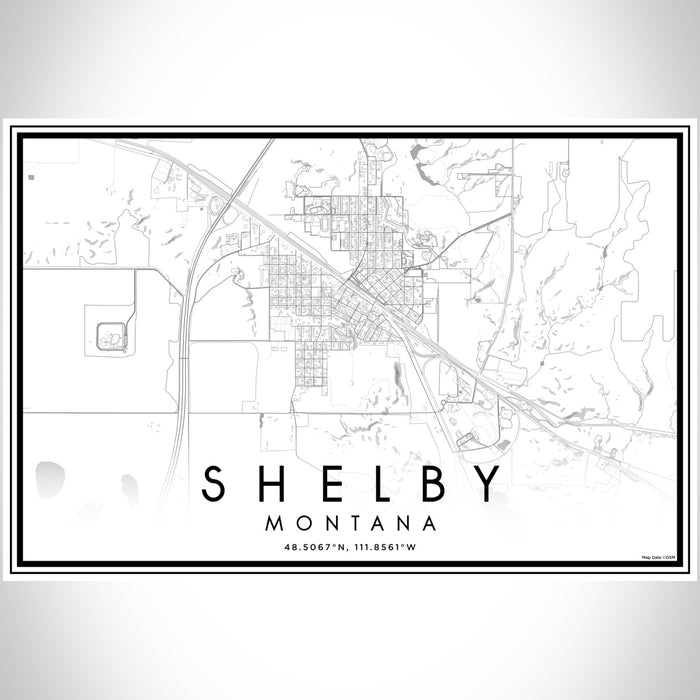 Shelby Montana Map Print Landscape Orientation in Classic Style With Shaded Background