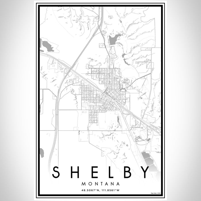 Shelby Montana Map Print Portrait Orientation in Classic Style With Shaded Background