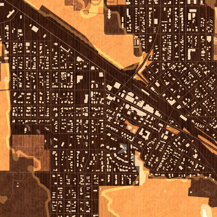 Shelby Montana Map Print in Ember Style Zoomed In Close Up Showing Details