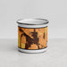 Front View Custom Shelby Montana Map Enamel Mug in Ember