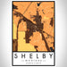 Shelby Montana Map Print Portrait Orientation in Ember Style With Shaded Background