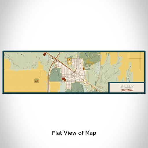 Flat View of Map Custom Shelby Montana Map Enamel Mug in Woodblock