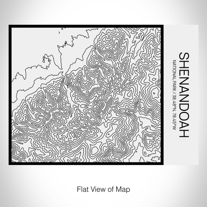 Rendered View of Shenandoah National Park Map on 20oz Stainless Steel Insulated Bottle with Bamboo Top in Matte White with printed Tactile Lines Map in Black