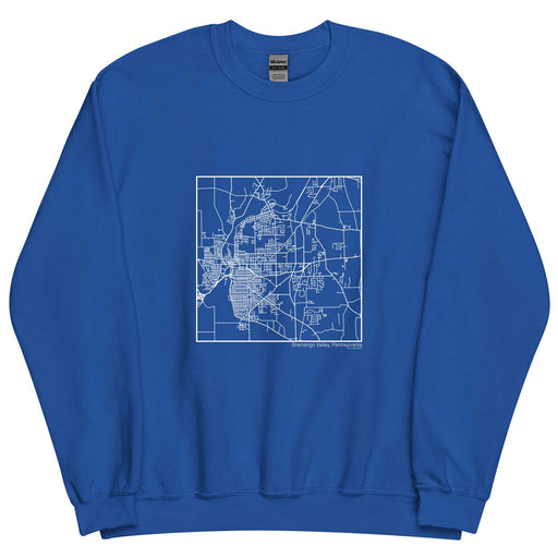 Shenango Valley Pennsylvania  Map Unisex Crewneck Sweater with City inscription in Royal Blue