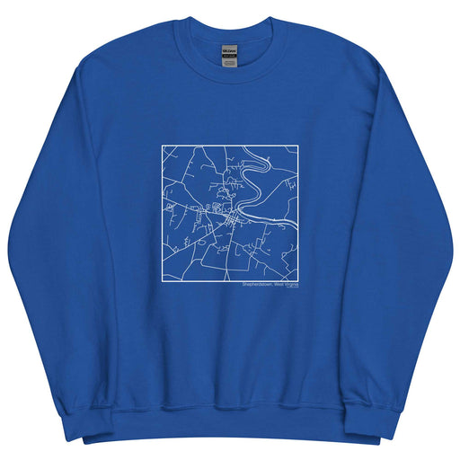 Shepherdstown West Virginia  Map Unisex Crewneck Sweater with City inscription in Royal Blue