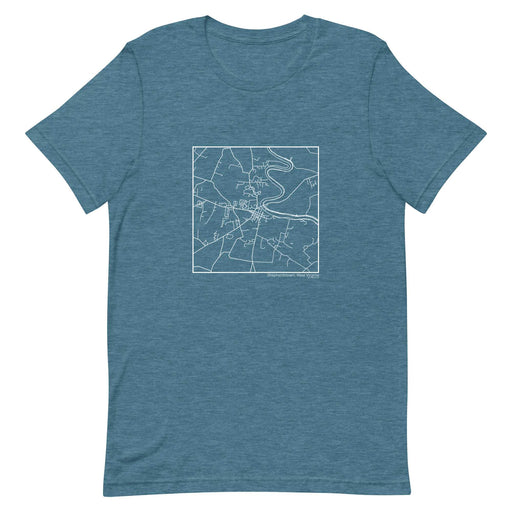 Shepherdstown West Virginia  Map Unisex T-Shirt with City inscription in Heather Teal