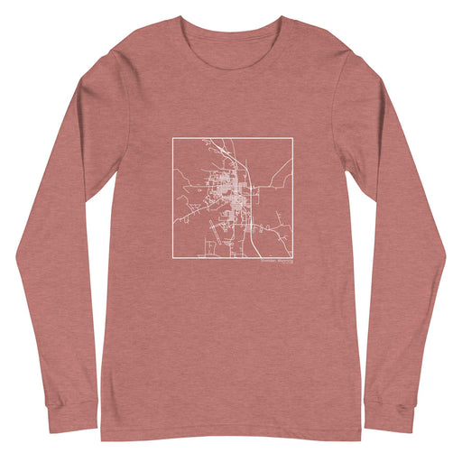 Sheridan Wyoming  Map Unisex Long-Sleeve T-shirt with City inscription in Heather Mauve