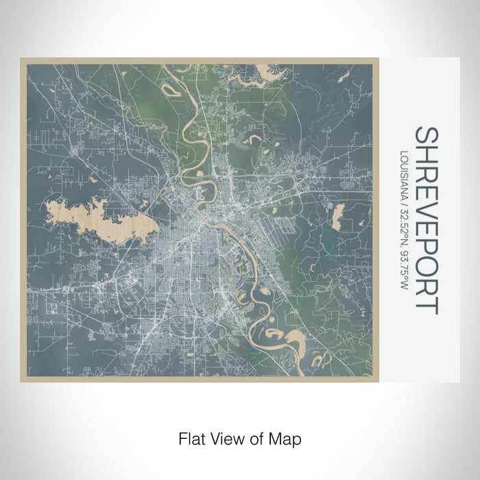 Rendered View of Shreveport Louisiana Map on 20oz Stainless Steel Insulated Bottle with Bamboo Top with printed afternoon style map