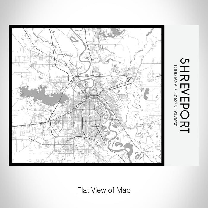 Rendered View of Shreveport Louisiana Map on 20oz Stainless Steel Insulated Bottle with Bamboo Top with printed classic style map