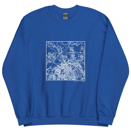 Shreveport Louisiana  Map Unisex Crewneck Sweater with City inscription in Royal Blue