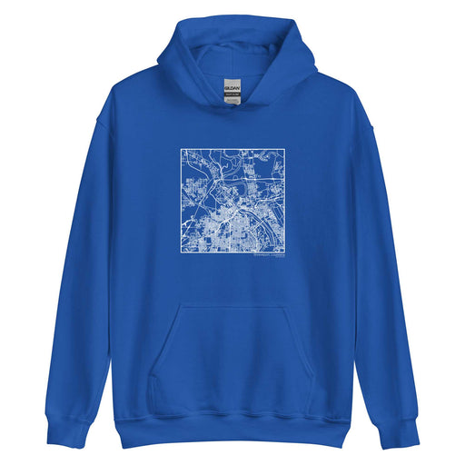 Shreveport Louisiana  Map Unisex Hoodie Sweater with City inscription in Royal Blue